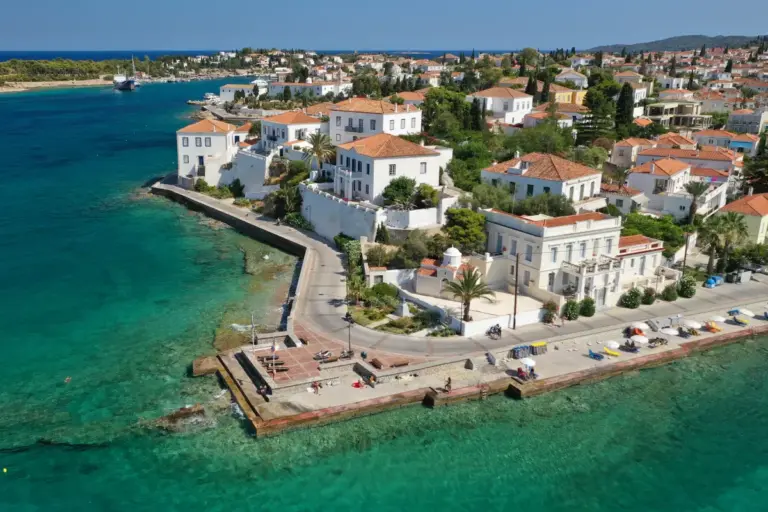 Aerial view of the picturesque chapel of Agios Mamas in Chalkidiki