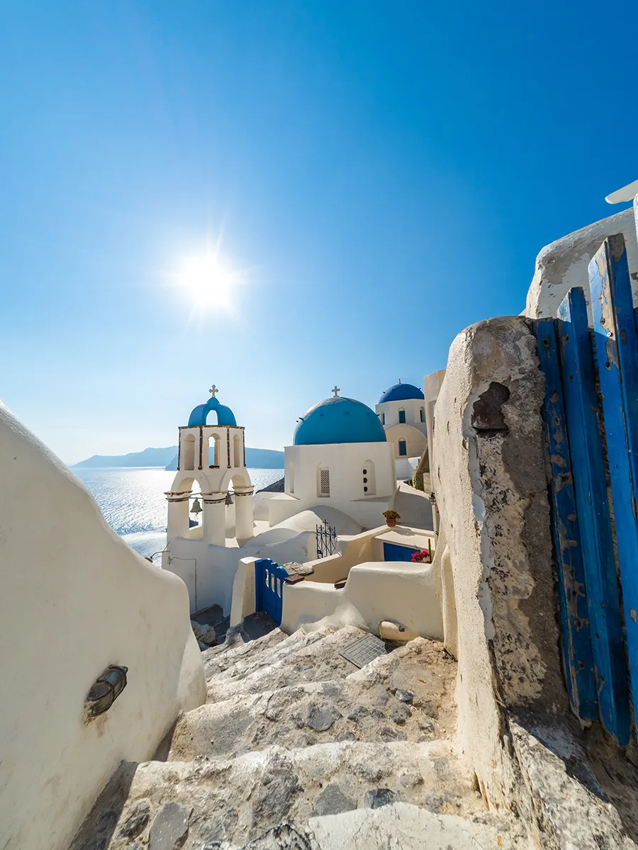View on Oia in Santorini, Greece