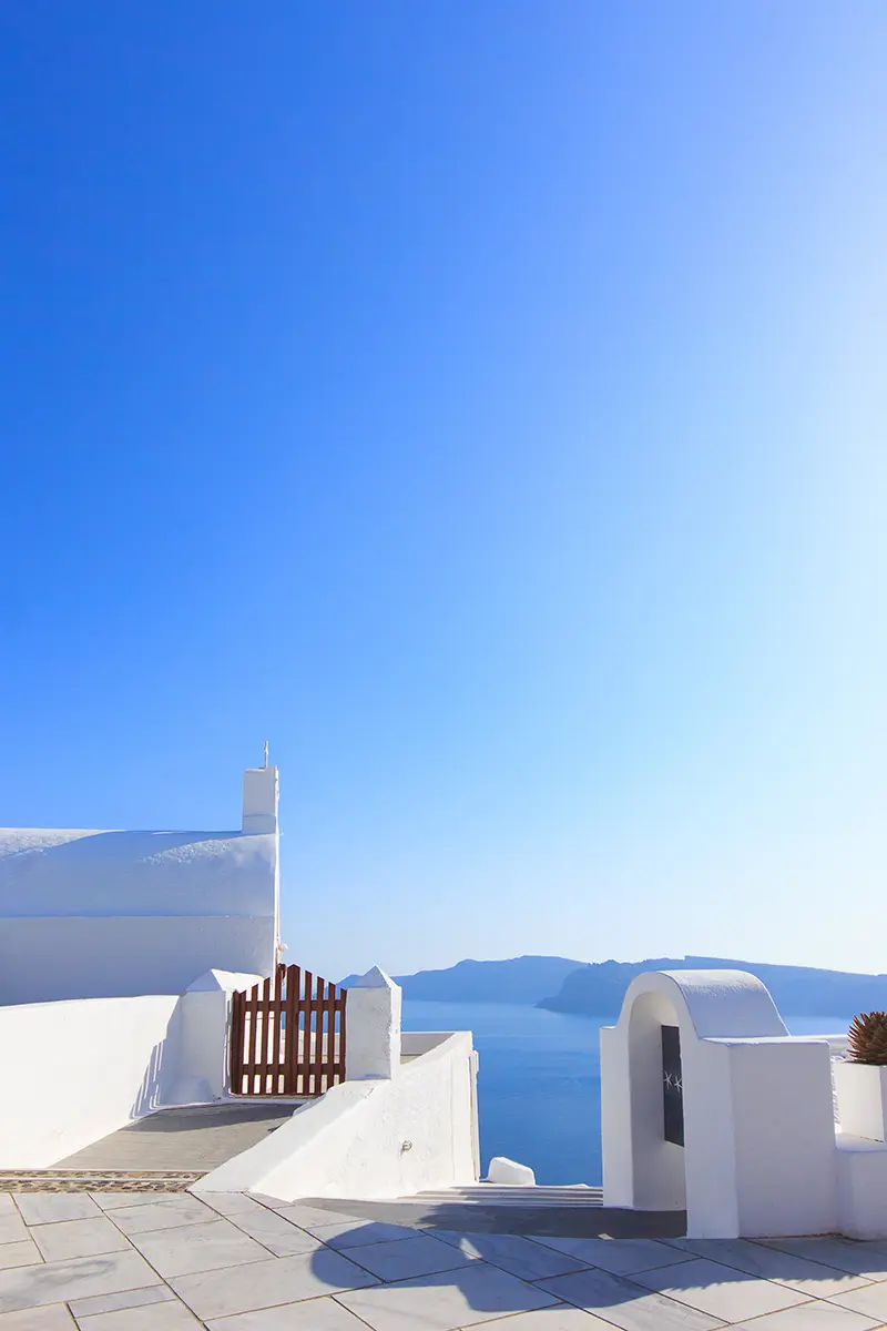 Santorini balcony with view at the Aegean sea