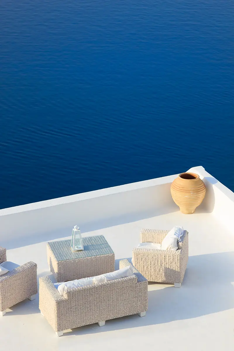 Santorini balcony with view at the sea